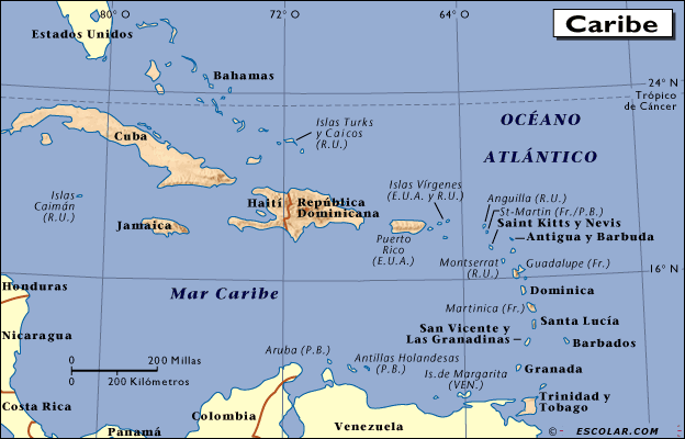 Mapa de las islas del caribe con nombres - Imagui