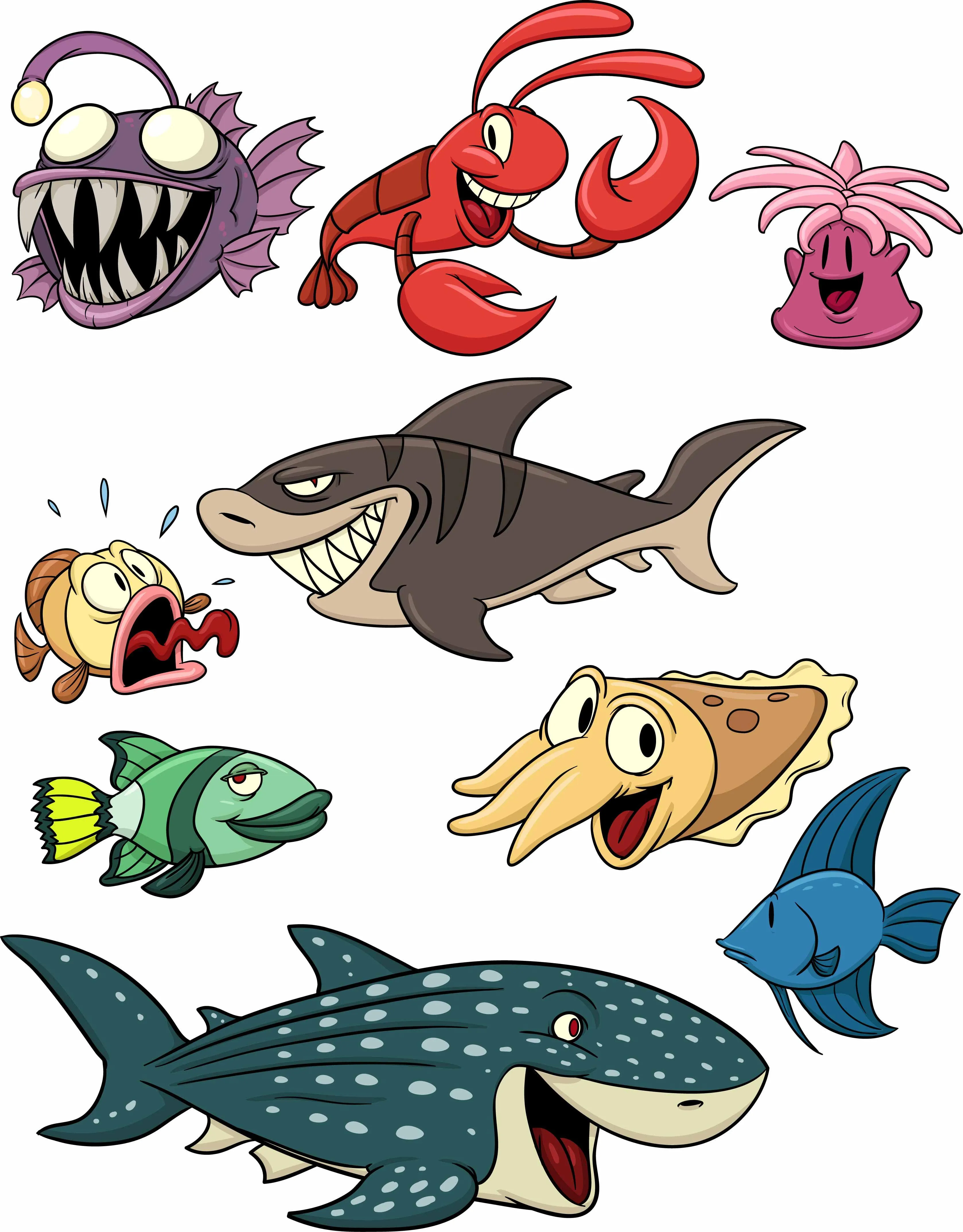 Caricaturas de animales marinos -2- EPS by GianFerdinand on DeviantArt