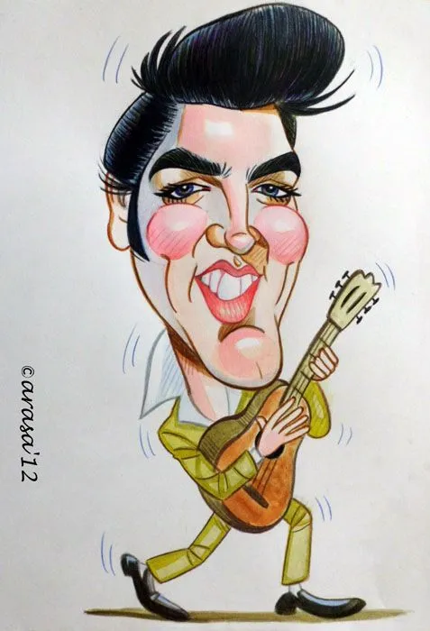 Caricaturas de famosos: caricatura de Elvis Presley
