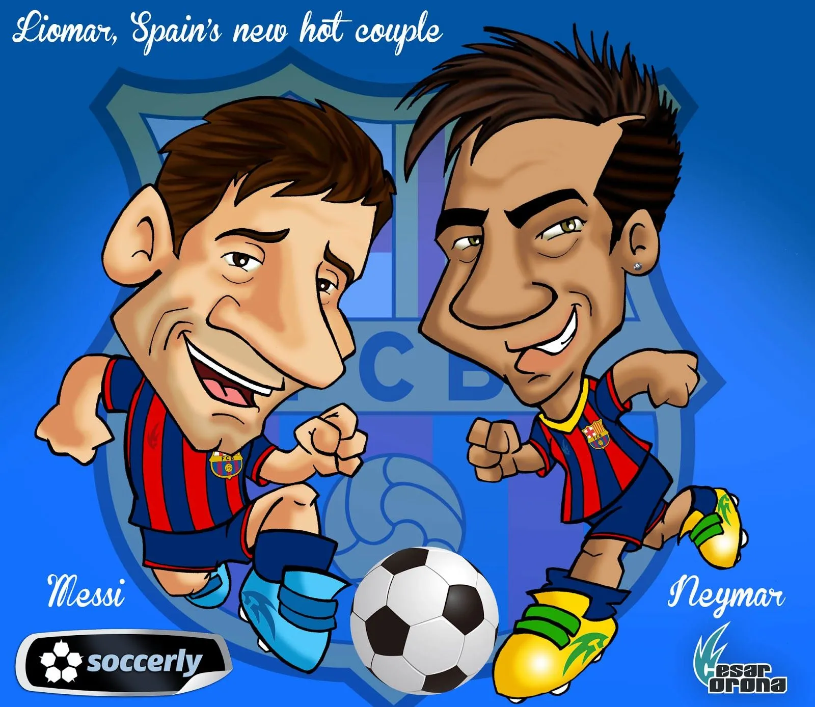 No sólo somos Caricaturas........: Messi y Neymar Jr. para Soccerly.