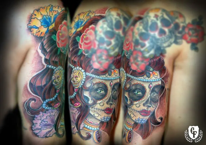 Carlos Art Studio: Tatuaje santa muerte katrina brazo