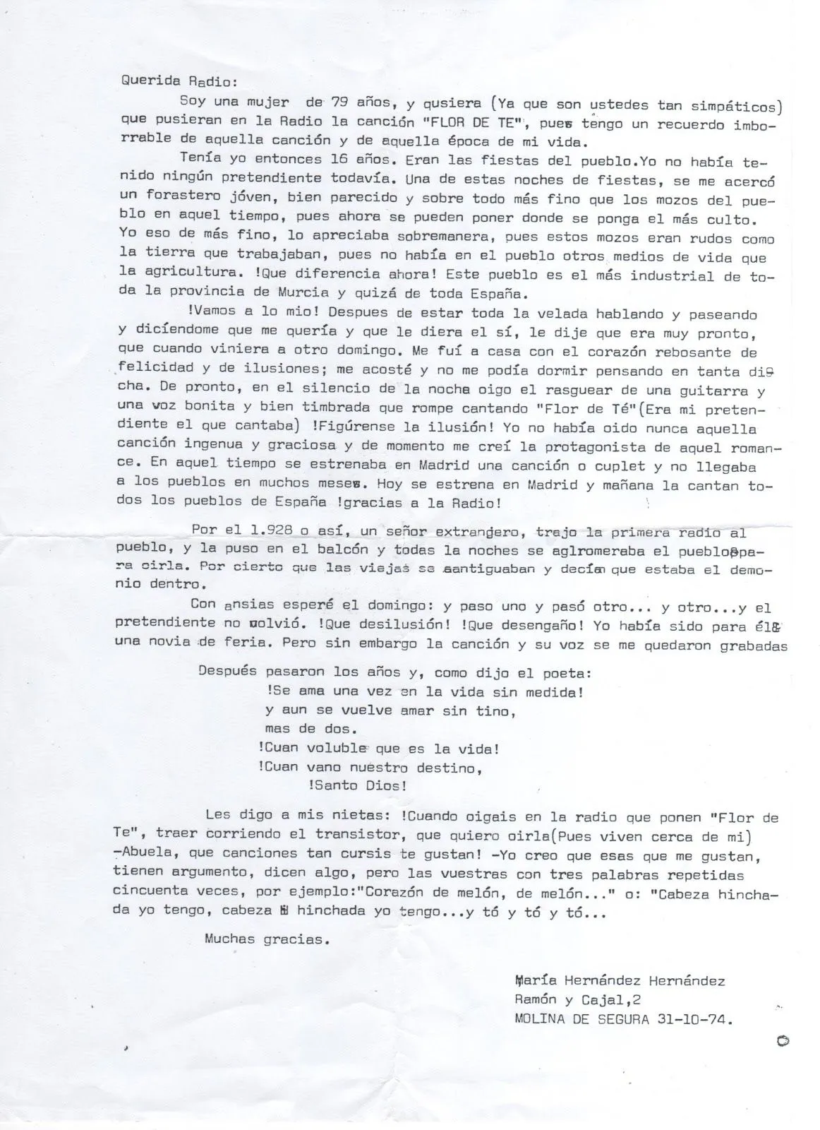 CARLOS BERMEJO:ESCRITOR: CARTA DE MI MADRE A LA RADIO