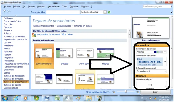 Carolina Vidal: Como hacer tarjetas de presentacion en Publisher