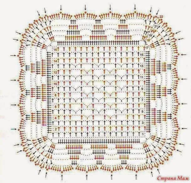 Carpeta al crochet cuadrada - con patrón | Crochet y Dos agujas
