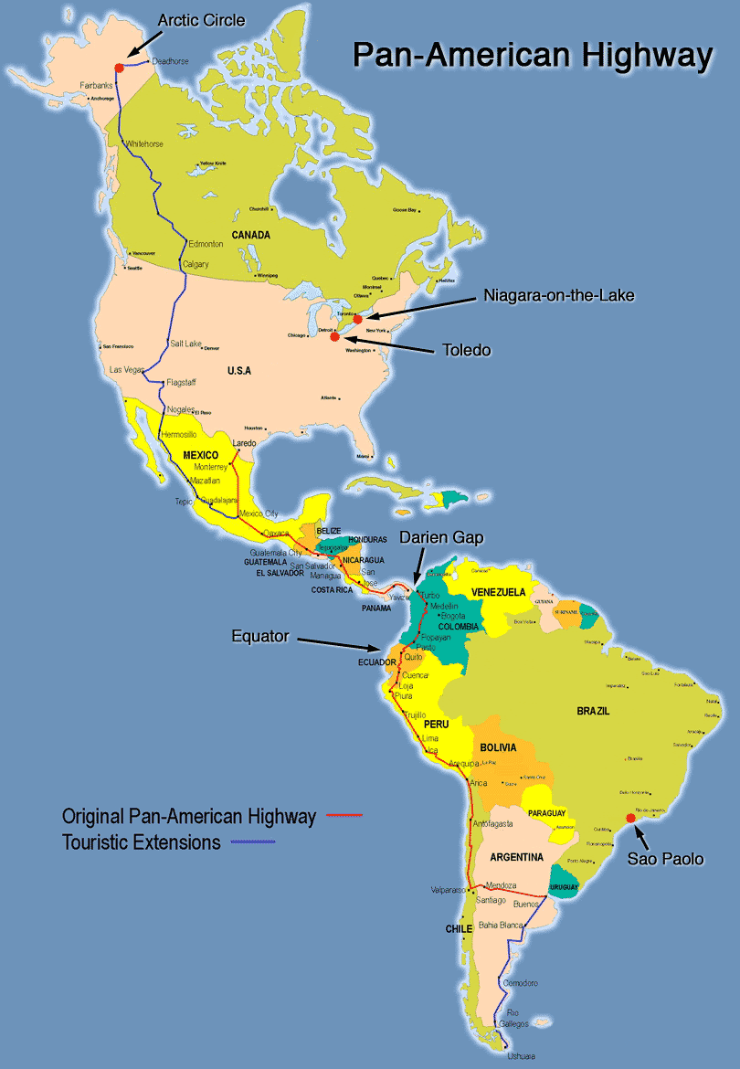 La Carretera Panamericana o "Ruta Panamericana" - Tamaño completo