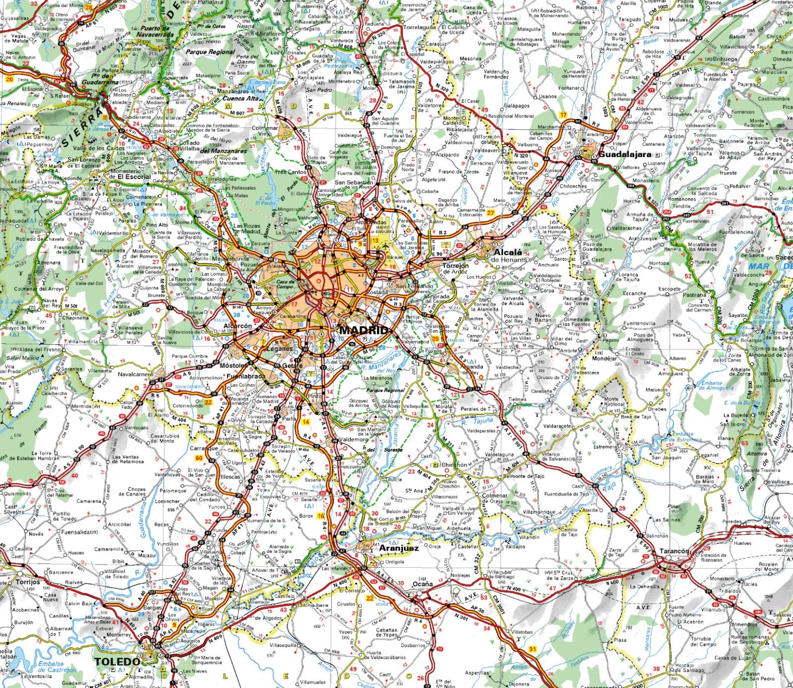 Carreteras de acceso a Madrid - Tamaño completo