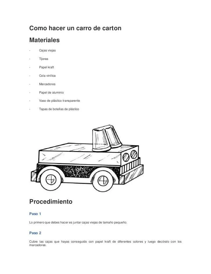 Como hacer un carro de carton