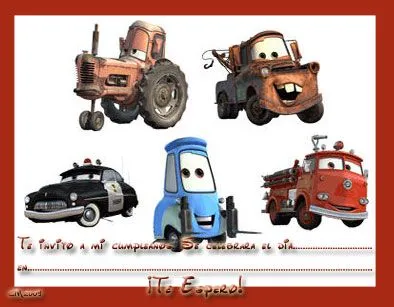 CARS INVITACIONES DE CUMPLEAÑOS
