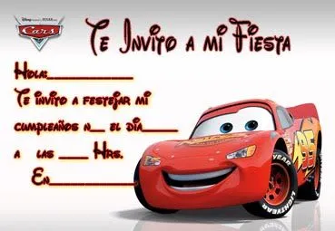 Invitaciónes para cumpleaños de cars - Imagui