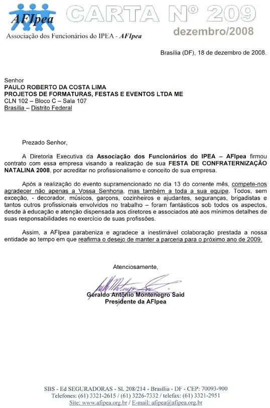 Carta agradecimento parceria - Imagui