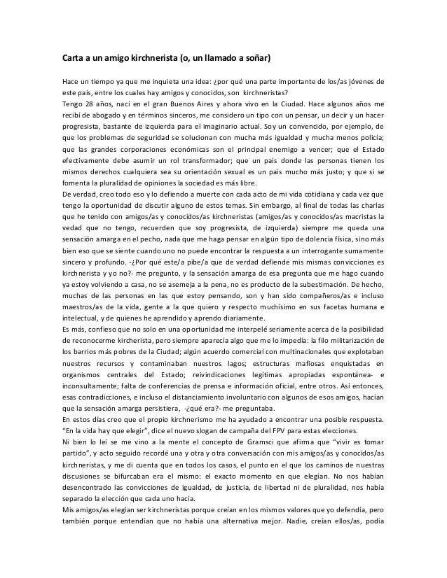 Carta a un amigo kirchnerista (o, un llamado a soñar)