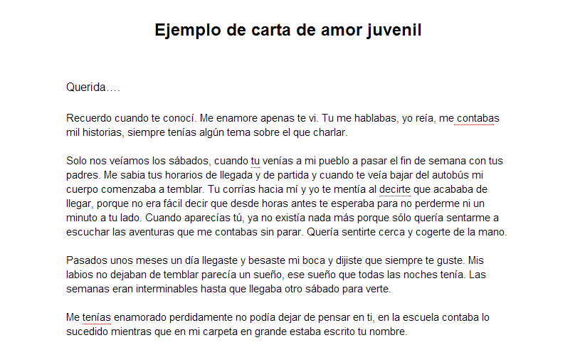 Ejemplo de carta de amor juvenil | Cartas románticas