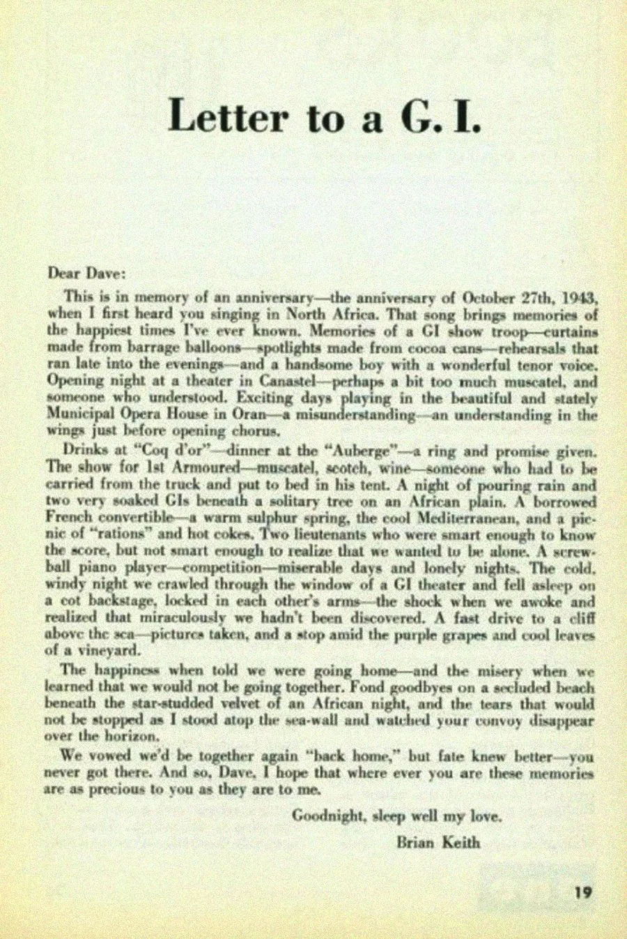 La carta de amor de un soldado a su novio en la II Guerra Mundial