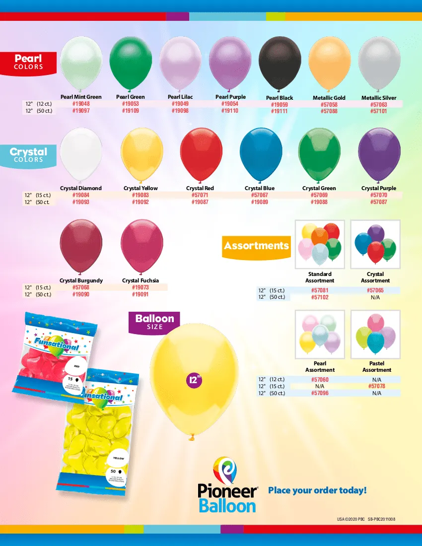 Carta de colores funcional – All American Balloons