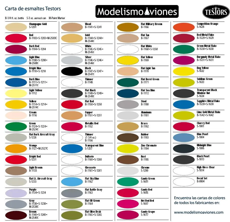 Carta de colores Testors | Hobby, maquetas y modelismo