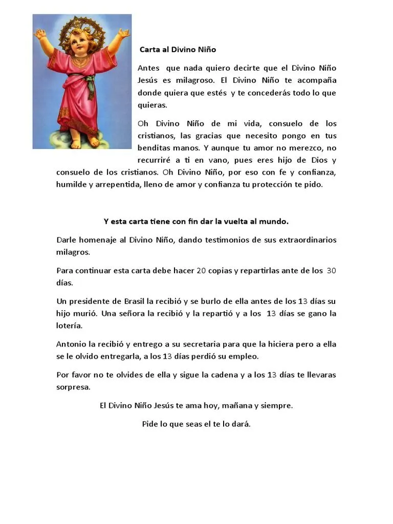 Carta Al Divino Niño | PDF