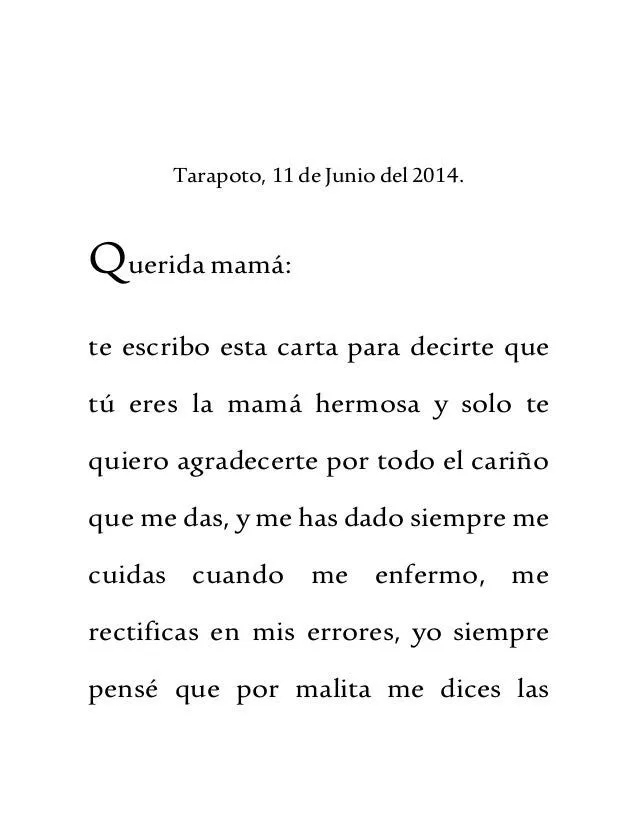 esta carta es para mi mama q la amo mucho