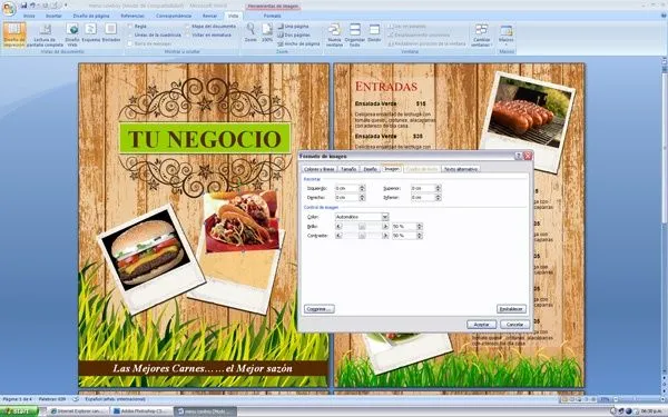 Carta Menú de Restaurante para Word | Menus de Restaurantes ...