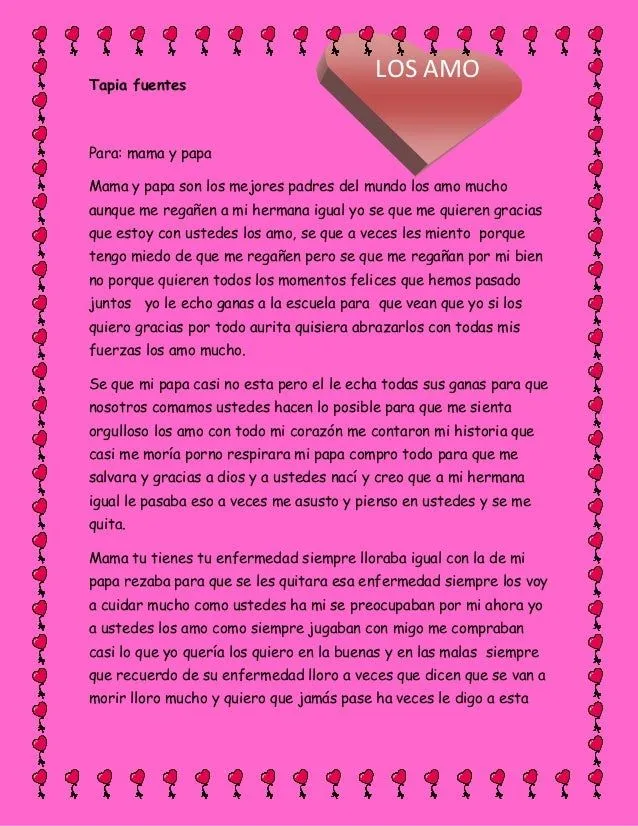 Carta para mi papa y mama