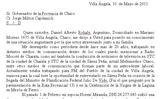 CARTA PÚBLICA. De Daniel Rohaly para Domingo Peppo: “LAS LÁGRIMAS ...