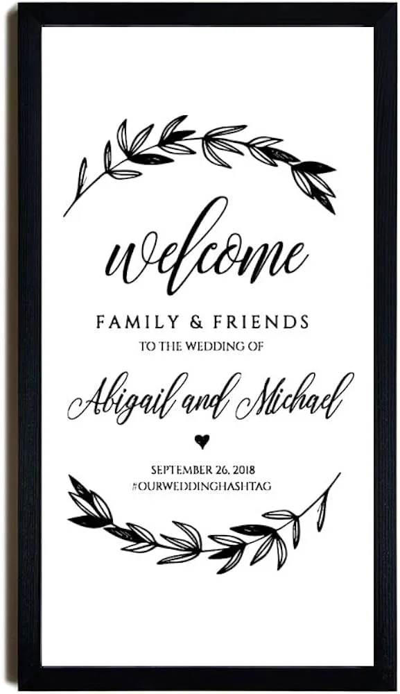 Cartel de bienvenida de boda, cartel de madera para imprimir, 30,5 x 55,8  cm, letreros para colgar en la pared, cartel enmarcado de granja, para el  hogar, sala de estar, baño, decoración