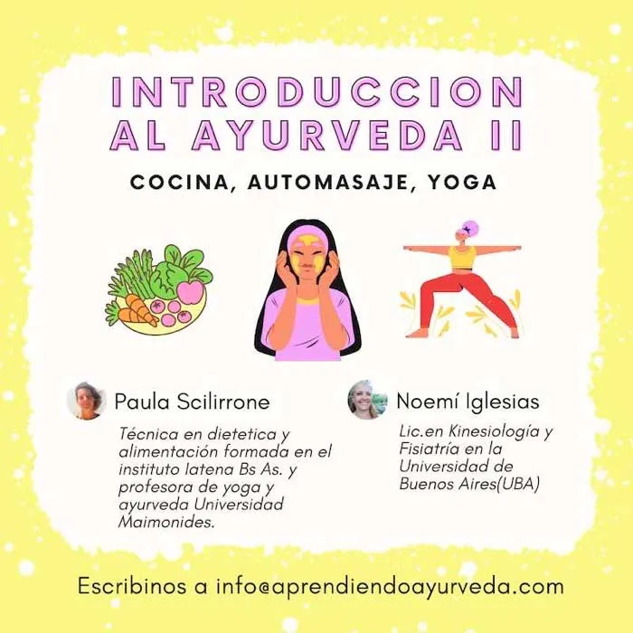 Cartelera de Actividades Aprendiendo Ayurveda María de Ezcurra