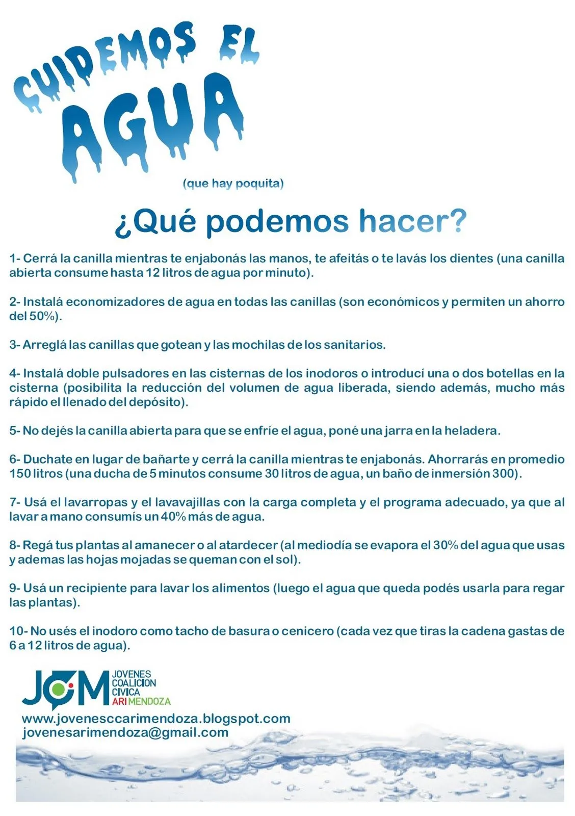 Carteles para cuidar el agua - Imagui