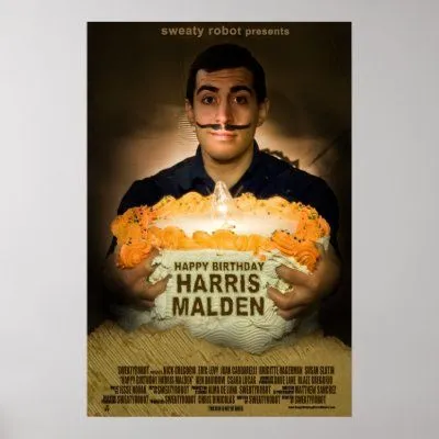 Feliz cumpleaños cartel de Harris Malden