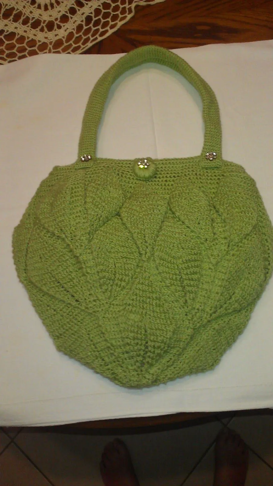 Cartera tejida crochet con hojas | Manos Magicas