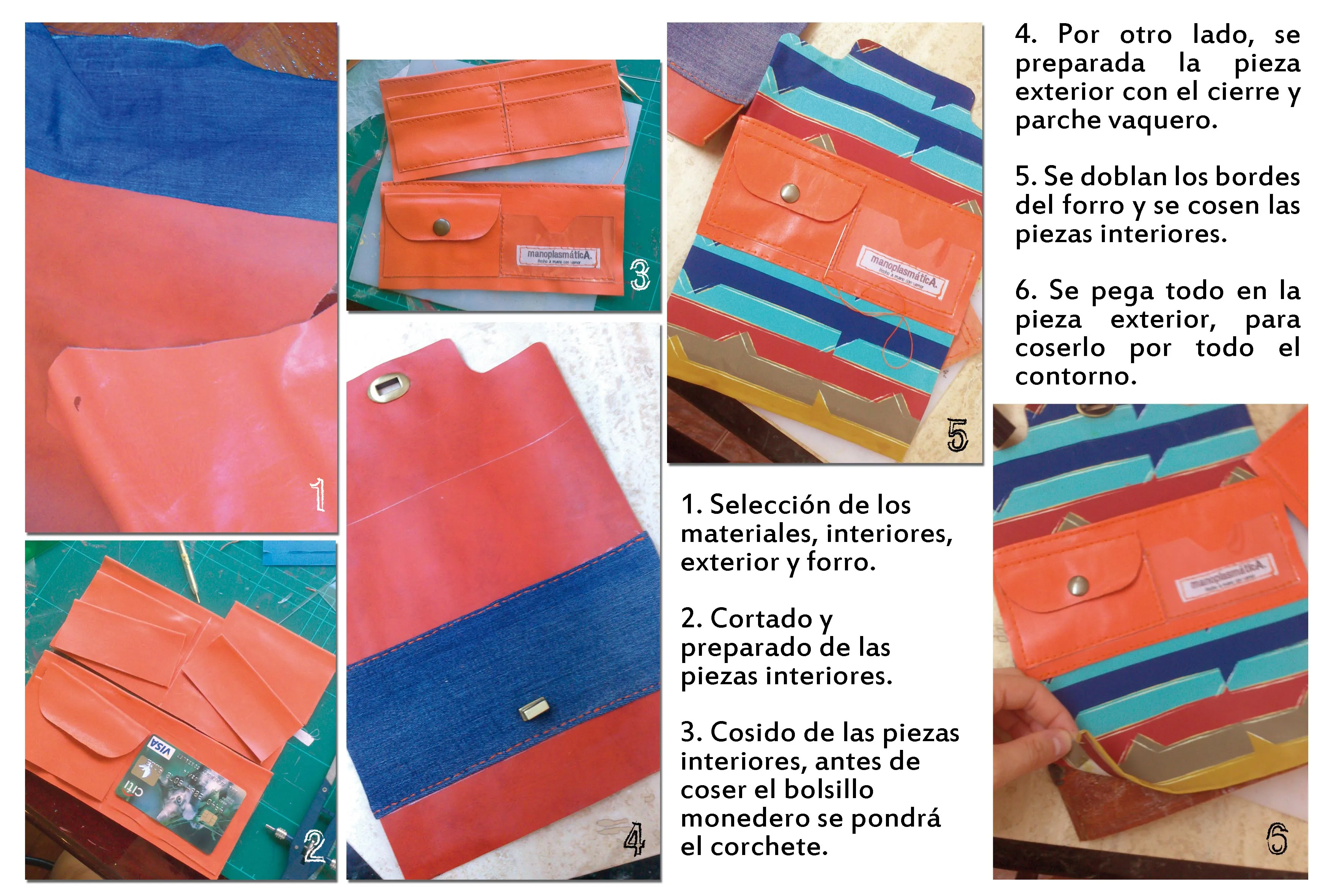 DaCar, Cartera de piel con parche vaquero. | Artesanía y diseño