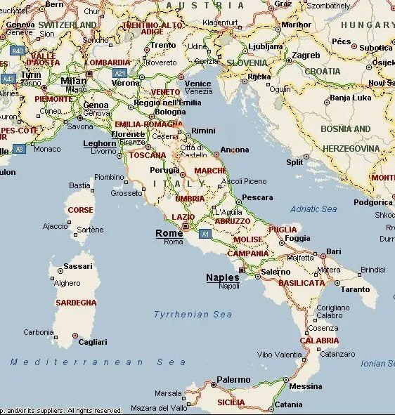 Cartina geografica dell'Italia - Mappa