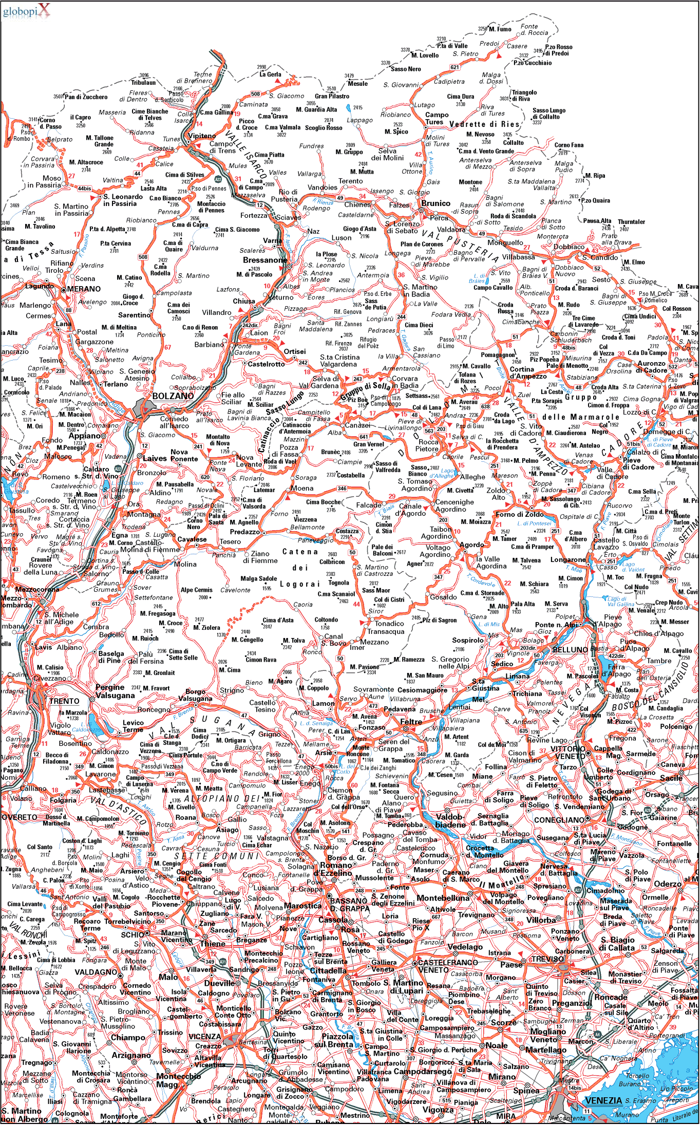 CARTINA STRADALE TRENTINO MAPPA TRENTINO STRADARIO