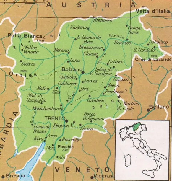 Cartine geografiche del Trentino Alto Adige (