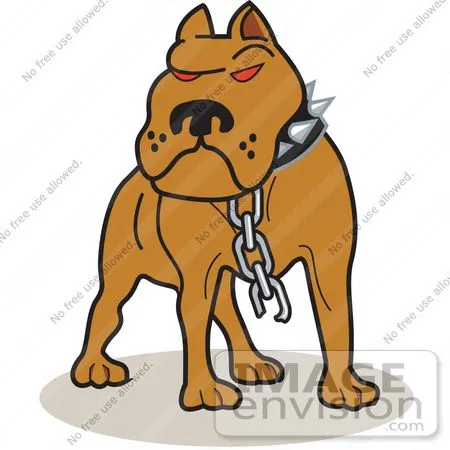 Cartoon Clip Art Graphic of a Tough Brown American Pitbull Terrier ...