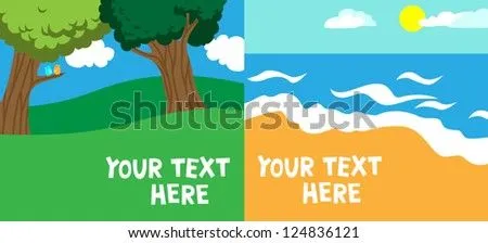 Cartoon Vector Illustration With Spring And Summer Background ...