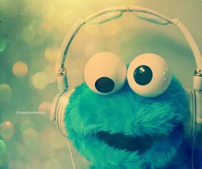 cartoons, cookie monster, cute, elmo, epic, headphones - inspiring ...