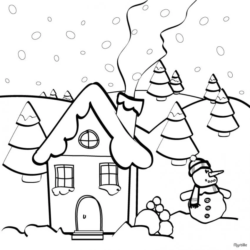 Casa de Navidad - Dibujos de Navidad para colorear e imprimir