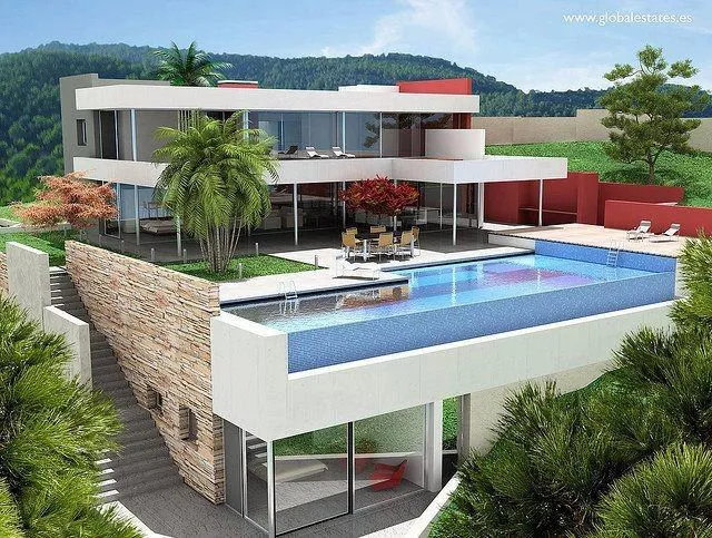 CASA CON VISTA A UNA PISCINA : Diseño de Casas Home House Design