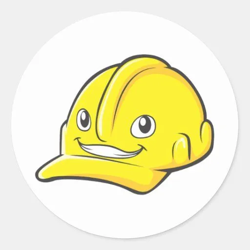 Casco del amarillo del ingeniero del capataz pegatina redonda | Zazzle