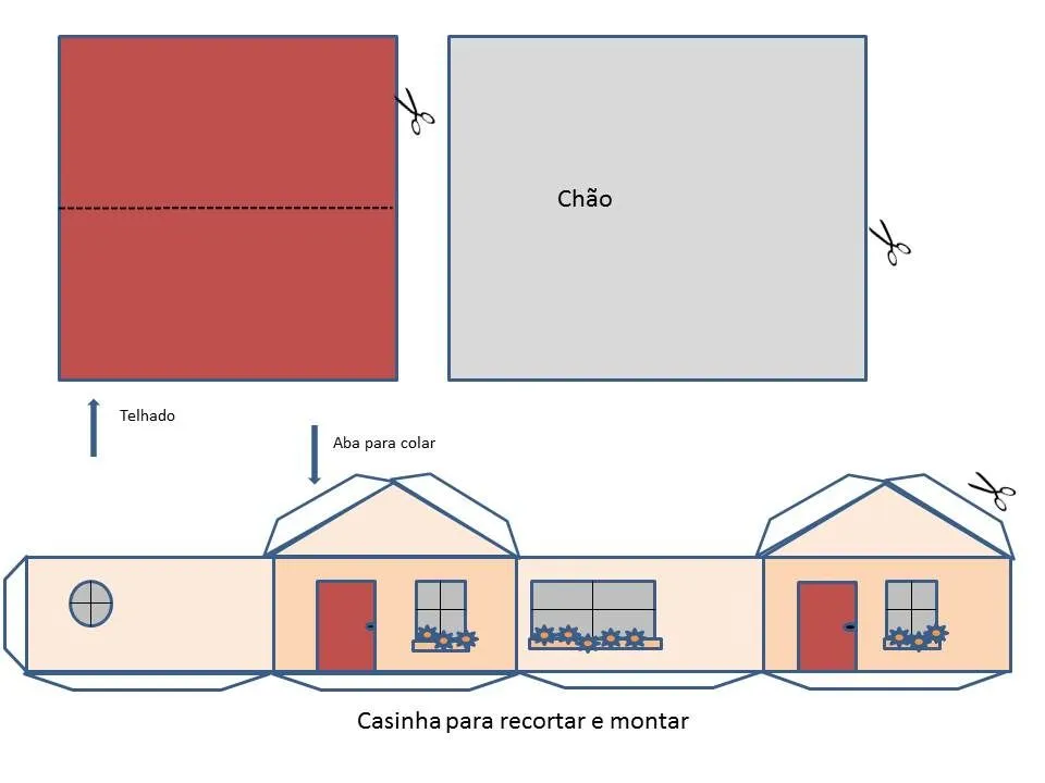 Casinha de papel para recortar e montar | Cores e mais cores