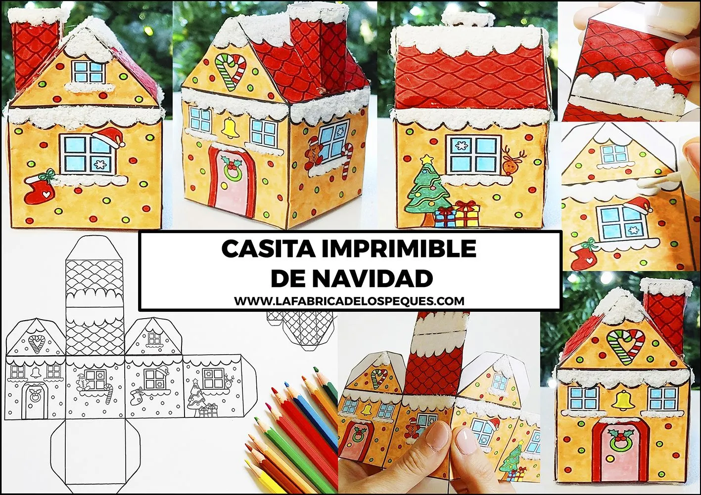 Casita imprimible de Navidad - La fábrica de los peques