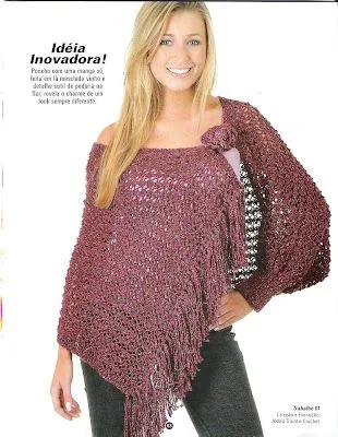 Casos y Cosas de Mi Casa": Poncho con manga tejido en tricot y ...