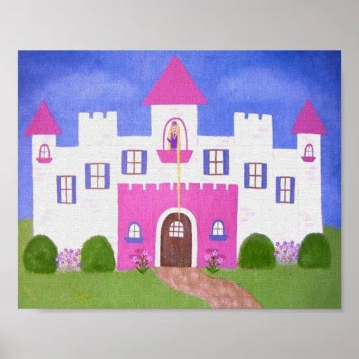 El castillo de Rapunzel - princesa Castle Kids Wal Poster de Zazzle.