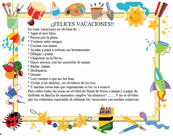 Catequesis: Felices vacaciones ... !