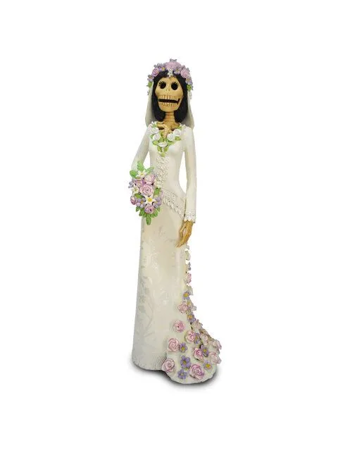 Catrina de barro vestida de novia — Tikal Arte Mexicano