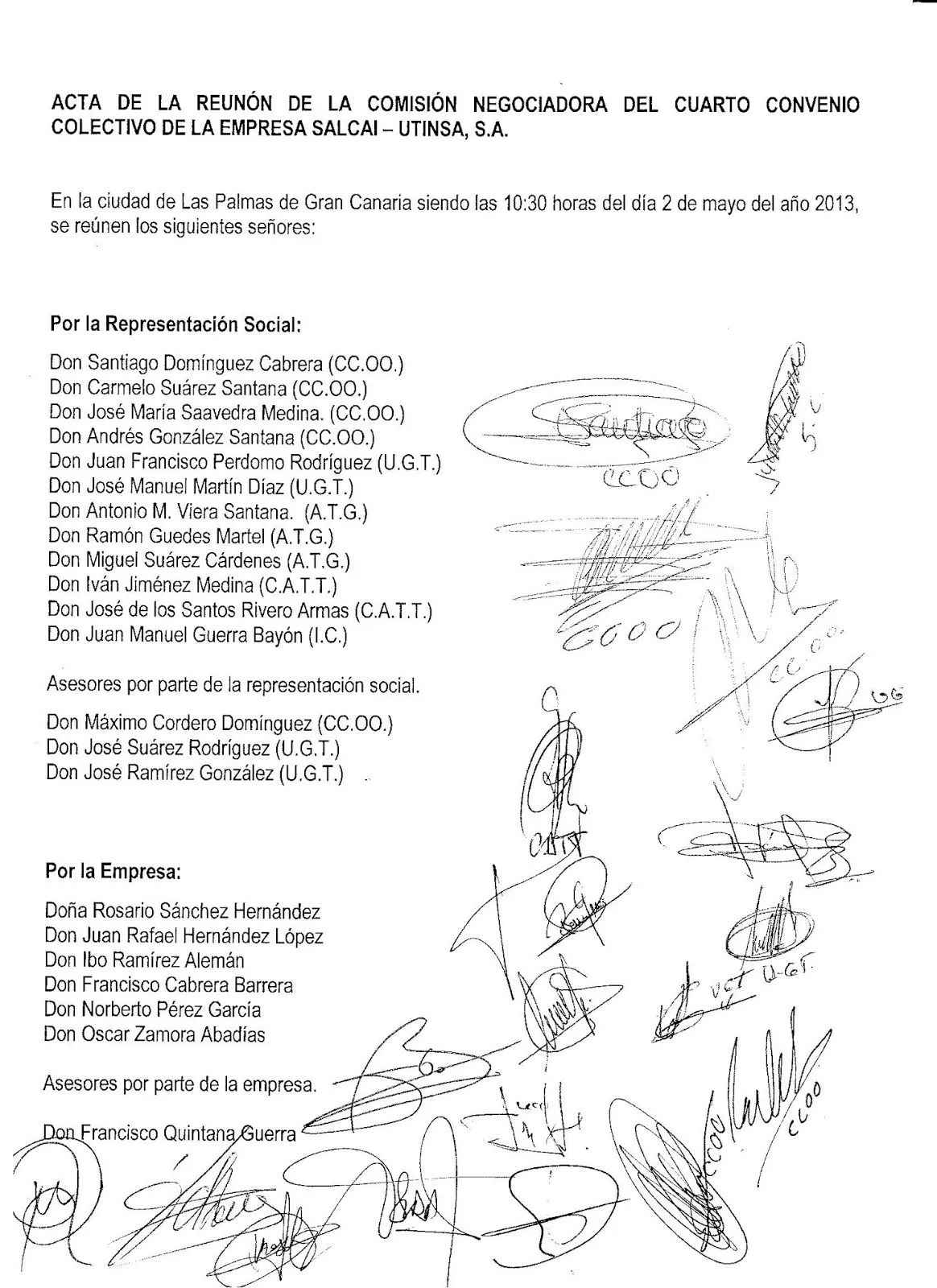 CATT-GLOBAL Salcai-Utinsa S.A.: ACTA REUNIÓN COMISIÓN NEGOCIADORA ...