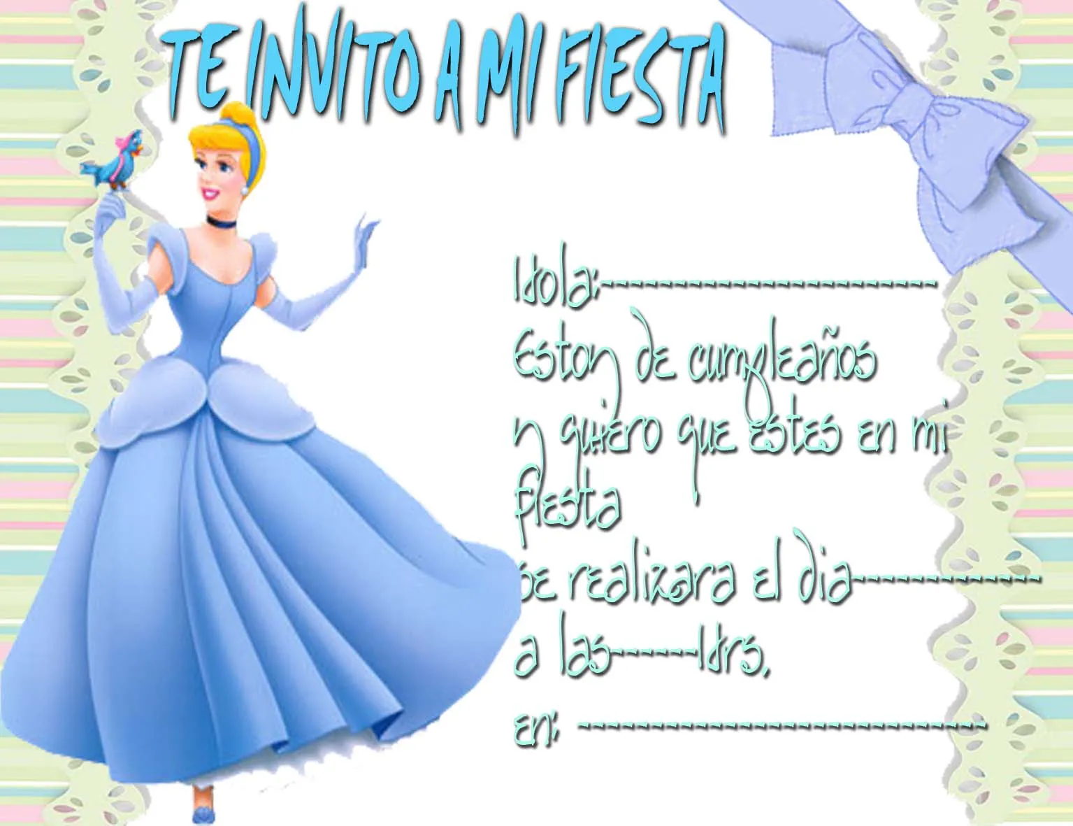 La Cenicienta | Tarjetas de cumpleaños para imprimirTarjetas de ...