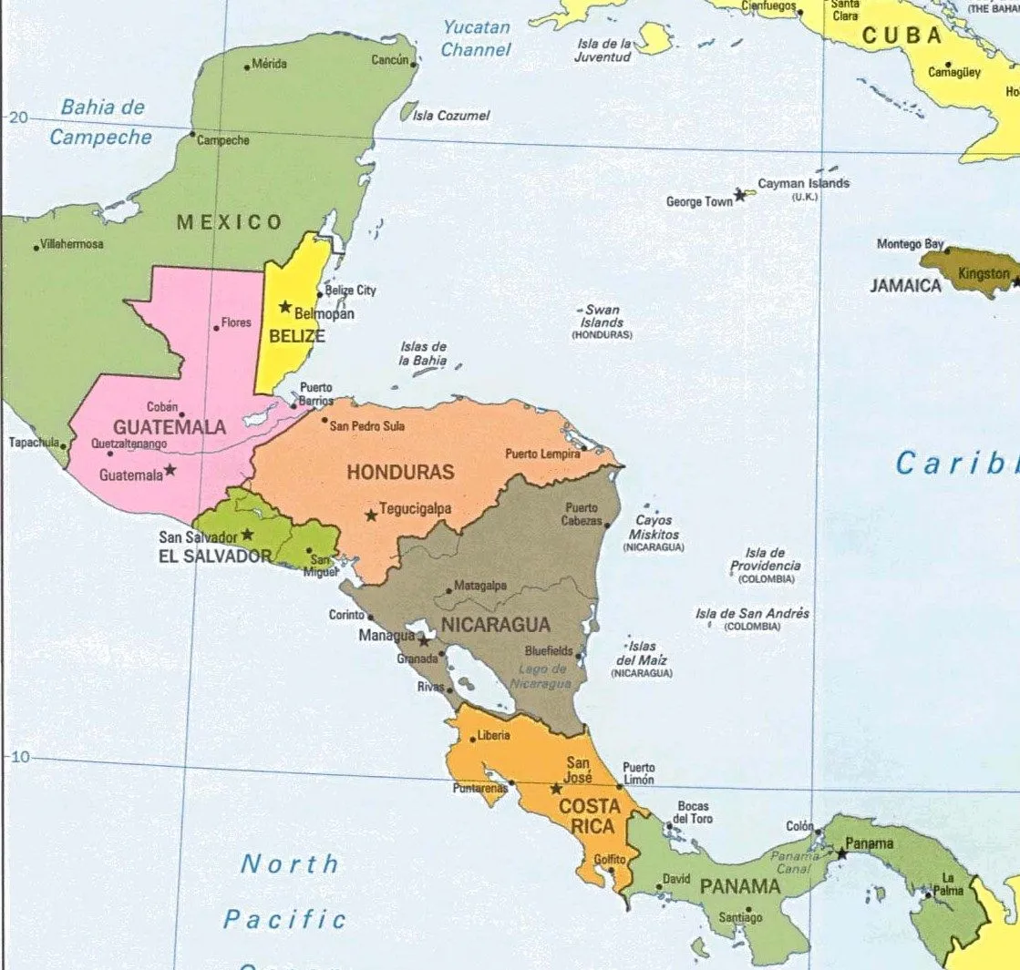 Central America And The Caribbean Political Map image - vector ...