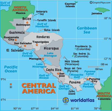 Central America Map - Map of Central America Countries, Landforms ...