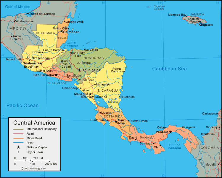 Central America political map | América Central - mapa (Central ...